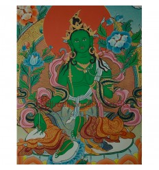 26.75"x20.75" Green Tara Thangka Painting