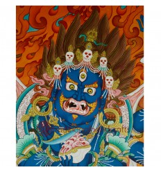 29.25"x23" Black Mahakala Thangka Painting