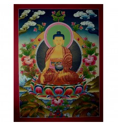 29"x22.25" Shakyamuni Buddha Thangka Painting