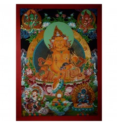 30.75"x22.5" Yellow Jambhala Thankga Painting