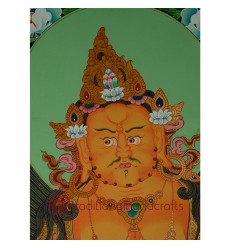 30.75"x22.5" Yellow Jambhala Thankga Painting