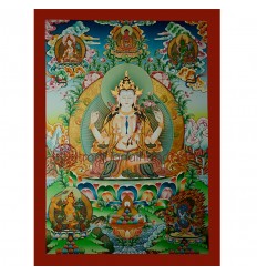 32.75"x23.5" Chenrezig Thangka Painting