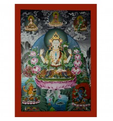 32.75"x24" Chenrezig Thangka Painting