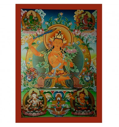 33.5"x23.5" Manjushiri Thankga Painting