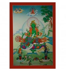 33"x23" Green Tara Thangka Painting