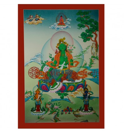 33"x23" Green Tara Thangka Painting