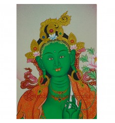 33"x23" Green Tara Thangka Painting