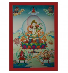 33"x23" White Tara Thangka Painting