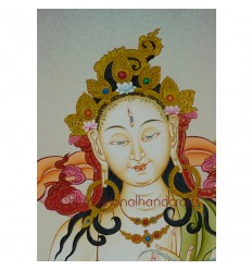 33"x23" White Tara Thangka Painting