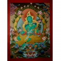 34.5"x25" Green Tara Thangka Painting