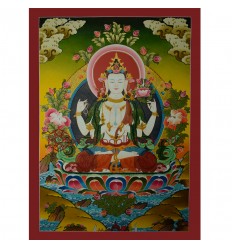 30.25"x21.75" Chenrezig Thangka Painting