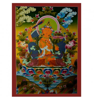 30.75"x22.5" Manjushiri Thankga Painting