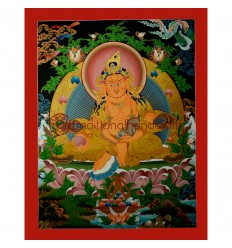 31.5"x24" Yellow Jambhala Thankga Painting