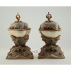 Finely Hand Carved Copper Alloy Silver Plated Siko Design 7" Tibetan Buddhist Kapala Set from Patan, Nepal