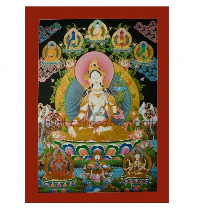 33" x 23.75"" White Tara Thangka Painting