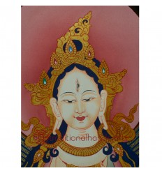 33" x 23.75"" White Tara Thangka Painting