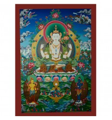 34.5"x24.5" Chenrezig Thangka Painting