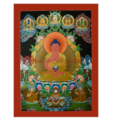 34.25" x 25" Amitabha Buddha Thangka Painting