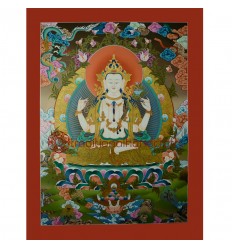 35"x26.5" Chenrezig Thangka Painting