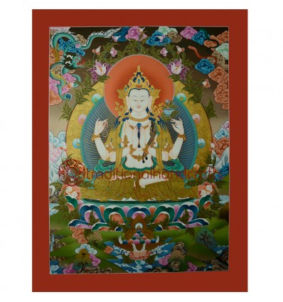 35"x26.5" Chenrezig Thangka Painting