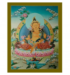 26.75” x 20.5” Yellow Jambhala Thankga Painting