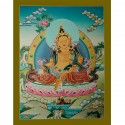 26.75” x 20.5” Yellow Jambhala Thankga Painting