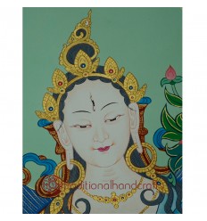 30"x22.75"  White Tara Thangka Painting