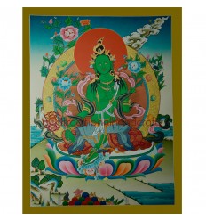 26.5"x20.5" Green Tara Thangka Painting