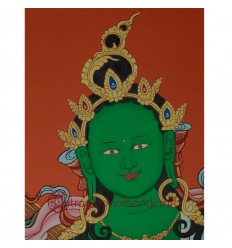 26.5"x20.5" Green Tara Thangka Painting
