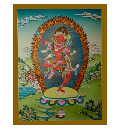 26.5”x20.5" Vajravarahi or Dorje Phagmo Thangka Painting