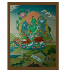29.75"x23" Green Tara Thangka Painting