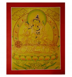 17.5"x13.5" Gold  Vajrasattva Shakti Thangka Painting