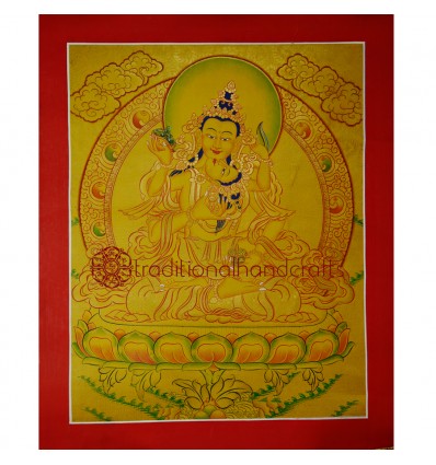 17.5"x13.5" Gold  Vajrasattva Shakti Thangka Painting