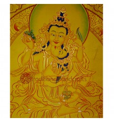 17.5"x13.5" Gold  Vajrasattva Shakti Thangka Painting