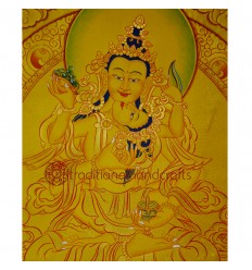 17.5"x13.5" Gold  Vajrasattva Shakti Thangka Painting