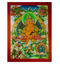 31.75"x23.5" Yellow Jambhala Thankga Painting