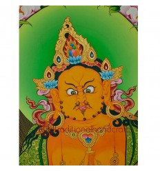 31.75"x23.5" Yellow Jambhala Thankga Painting