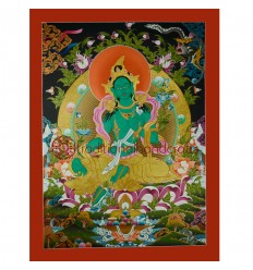 34.75”X 26.5” Green Tara Thangka Painting