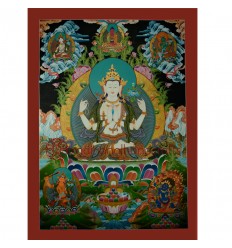 38.5"x28" Chenrezig Thangka Painting