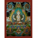 38.5"x28" Chenrezig Thangka Painting