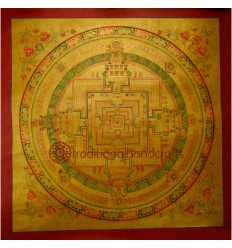 20”x20” Gold Kalachakra Mandala Thankga 