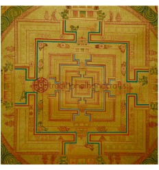 20”x20” Gold Kalachakra Mandala Thankga 