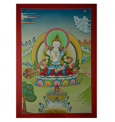 23.5" X 16.25" Vajrasattva Thangka Painting