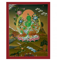 24.5"x18.5" Green Tara Thangka Painting
