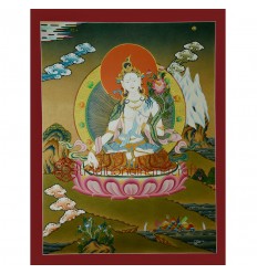 24.5"x18.75"White Tara Thangka Painting