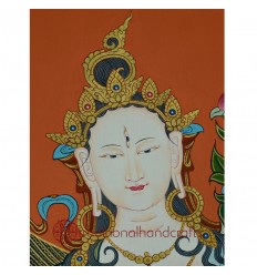 24.5"x18.75"White Tara Thangka Painting