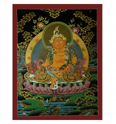 26.5"x20.25"  Yellow Jambhala Thankga Painting