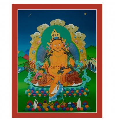 27.5"x21.5"Yellow Jambhala Thankga Painting