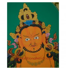 27.5"x21.5"Yellow Jambhala Thankga Painting