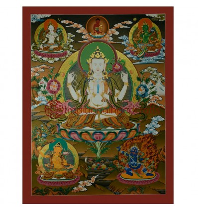 29.5"x22.5"  Chenrezig Thangka Painting